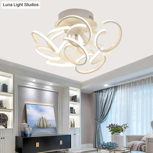 ديكوربايتس™ مصباح سقف LED شبه مسطح بتصميم موجة دوامية معاصرة مع 9/12 مصباحًا باللون الأبيض أو الضوء الدافئ