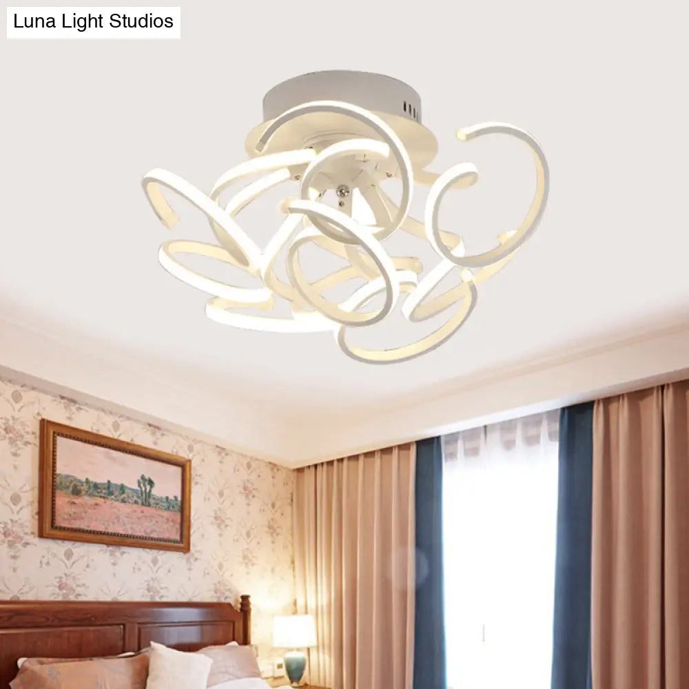 ديكوربايتس™ مصباح سقف LED شبه مسطح بتصميم موجة دوامية معاصرة مع 9/12 مصباحًا باللون الأبيض أو الضوء الدافئ