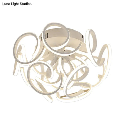 ديكوربايتس™ مصباح سقف LED شبه مسطح بتصميم موجة دوامية معاصرة مع 9/12 مصباحًا باللون الأبيض أو الضوء الدافئ