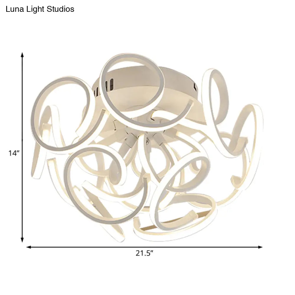 ديكوربايتس™ مصباح سقف LED شبه مسطح بتصميم موجة دوامية معاصرة مع 9/12 مصباحًا باللون الأبيض أو الضوء الدافئ