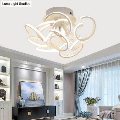 ديكوربايتس™ مصباح سقف LED شبه مسطح بتصميم موجة دوامية معاصرة مع 9/12 مصباحًا باللون الأبيض أو الضوء الدافئ