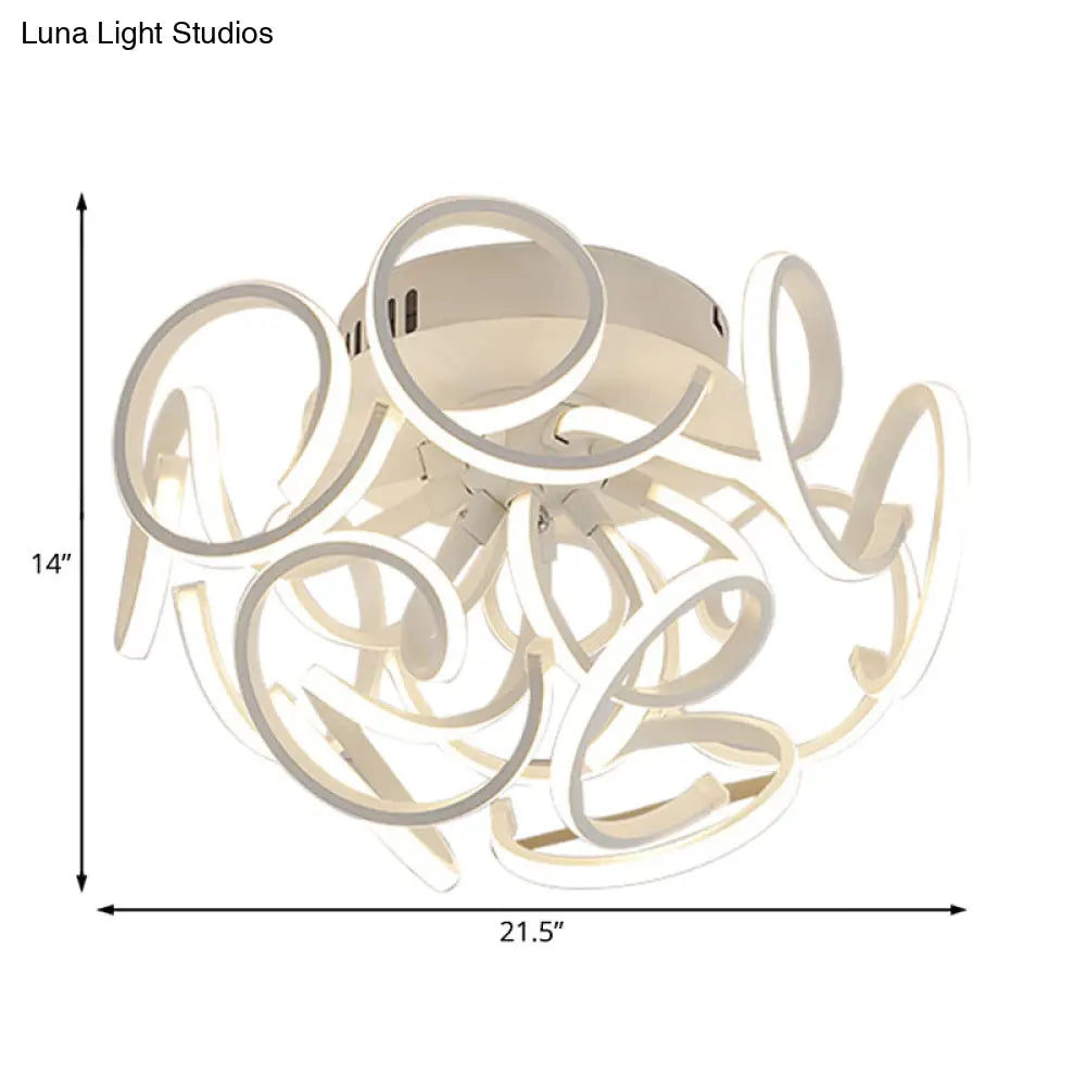 ديكوربايتس™ مصباح سقف LED شبه مسطح بتصميم موجة دوامية معاصرة مع 9/12 مصباحًا باللون الأبيض أو الضوء الدافئ