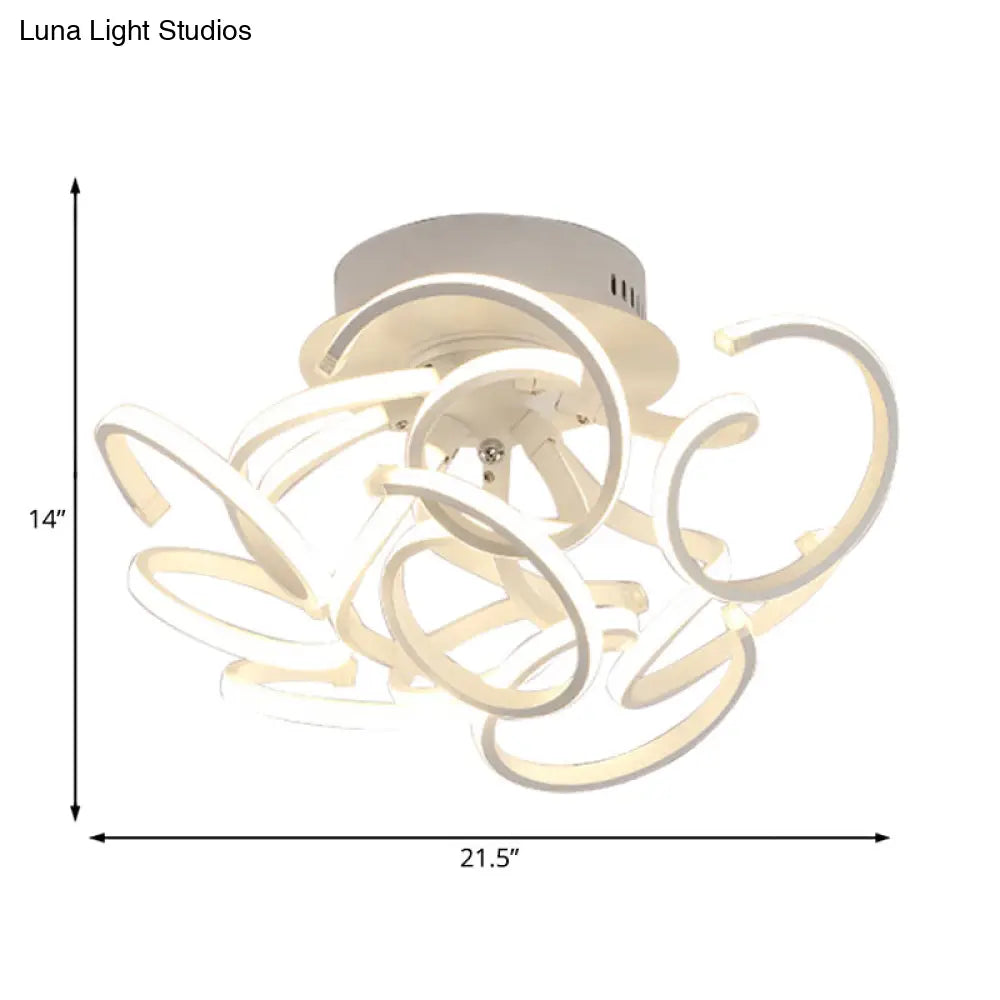 ديكوربايتس™ مصباح سقف LED شبه مسطح بتصميم موجة دوامية معاصرة مع 9/12 مصباحًا باللون الأبيض أو الضوء الدافئ