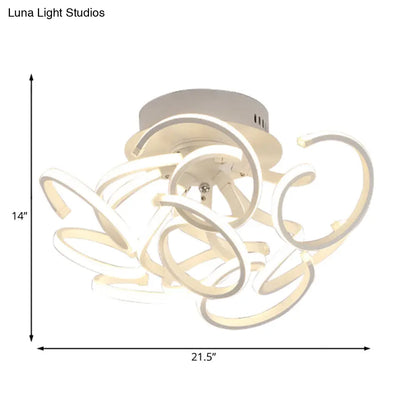 ديكوربايتس™ مصباح سقف LED شبه مسطح بتصميم موجة دوامية معاصرة مع 9/12 مصباحًا باللون الأبيض أو الضوء الدافئ