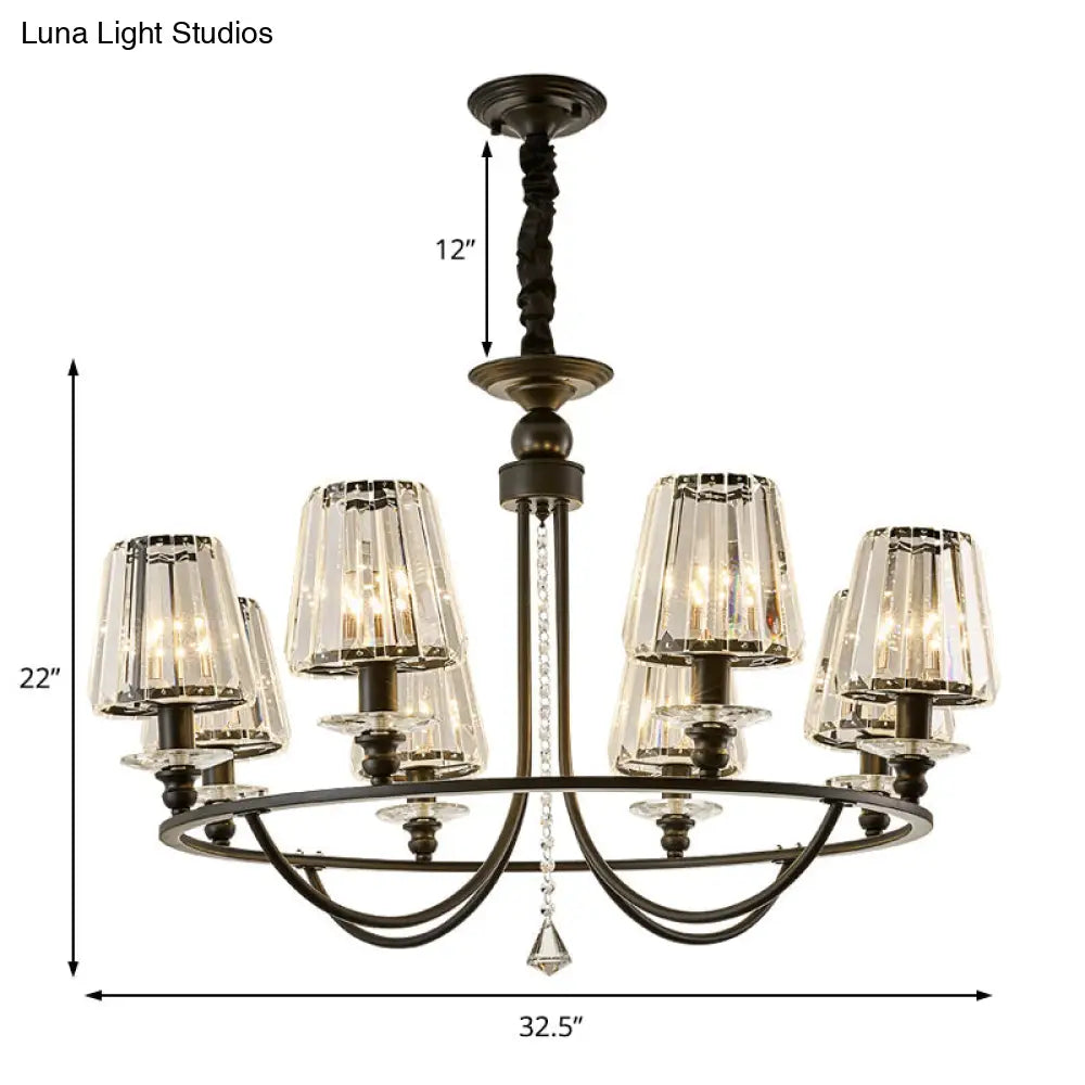 Lámpara colgante de techo contemporánea de cristal con forma cónica y 4/6/8 luces - Color negro