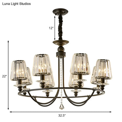 Lámpara colgante de techo contemporánea de cristal con forma cónica y 4/6/8 luces - Color negro