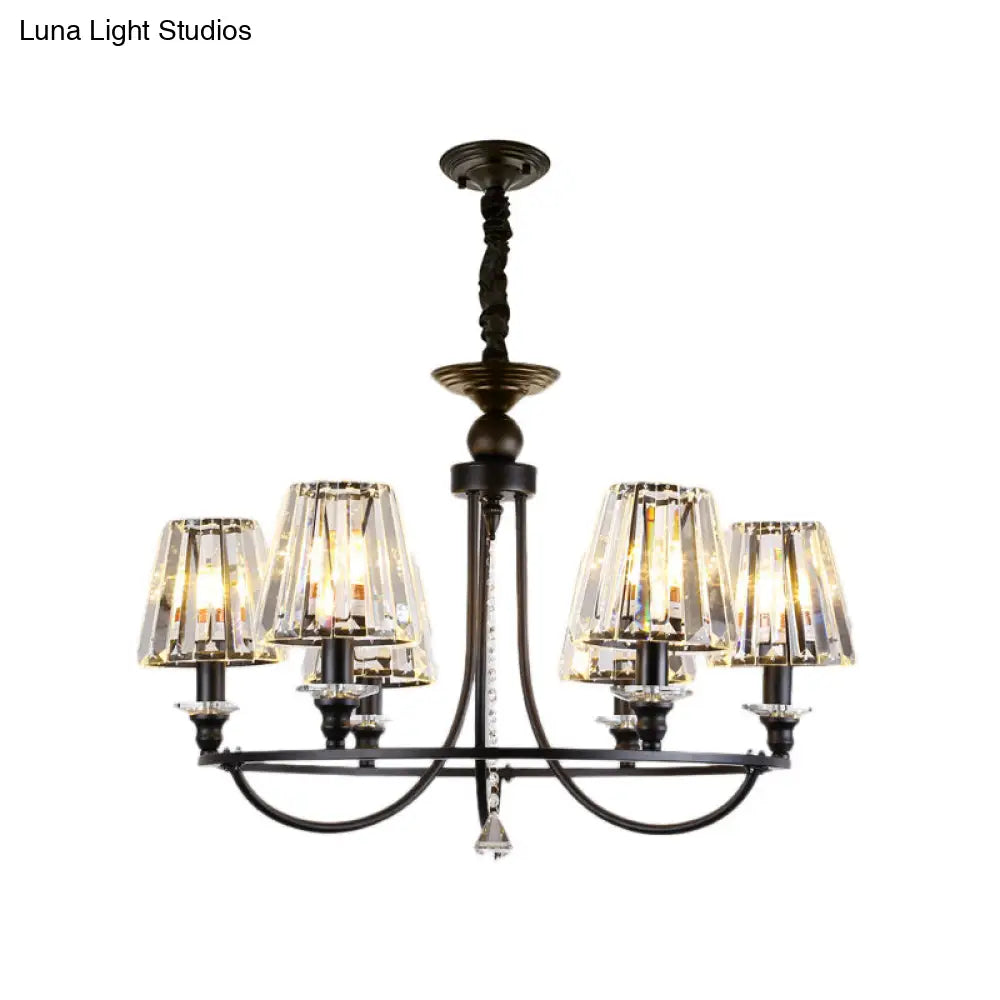 Lámpara colgante de techo contemporánea de cristal con forma cónica y 4/6/8 luces - Color negro
