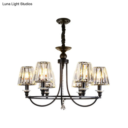 Lámpara colgante de techo contemporánea de cristal con forma cónica y 4/6/8 luces - Color negro