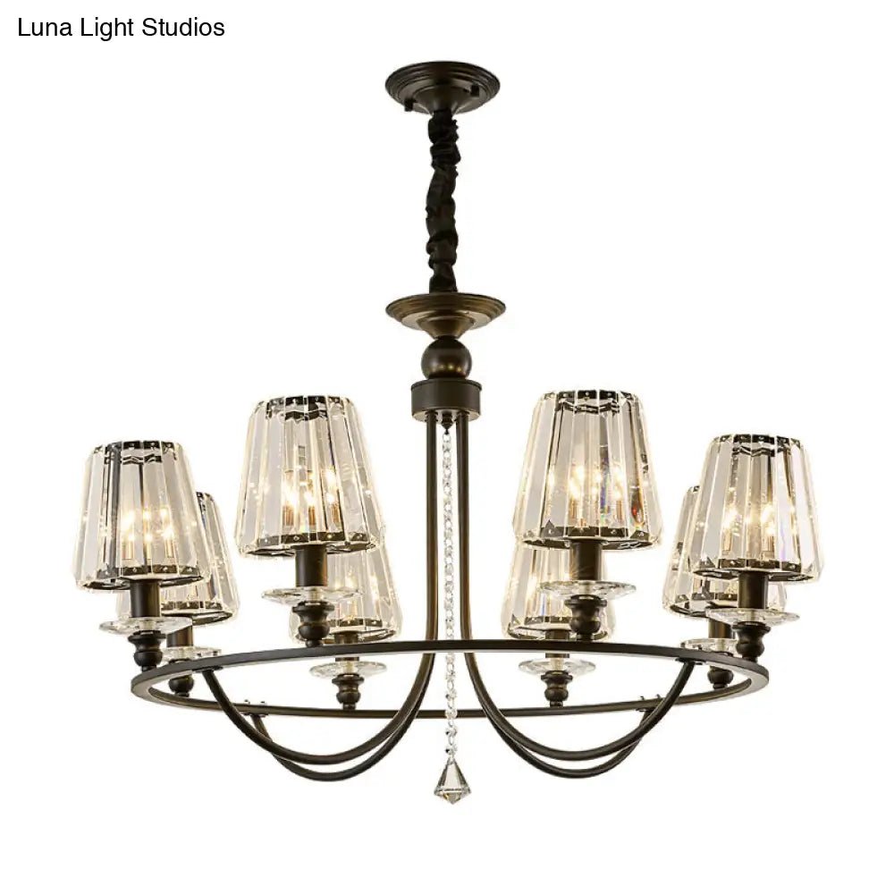 Lámpara colgante de techo contemporánea de cristal con forma cónica y 4/6/8 luces - Color negro
