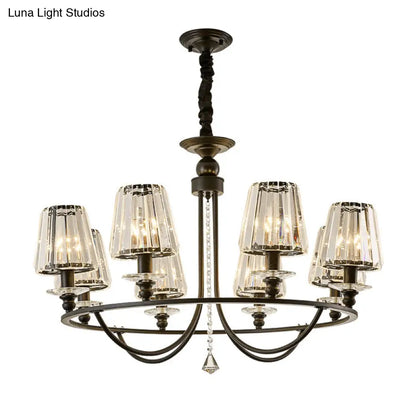 Lámpara colgante de techo contemporánea de cristal con forma cónica y 4/6/8 luces - Color negro