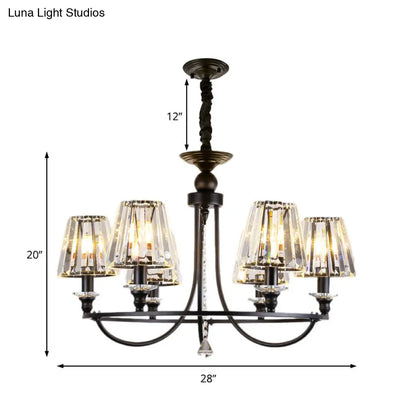 Lámpara colgante de techo contemporánea de cristal con forma cónica y 4/6/8 luces - Color negro