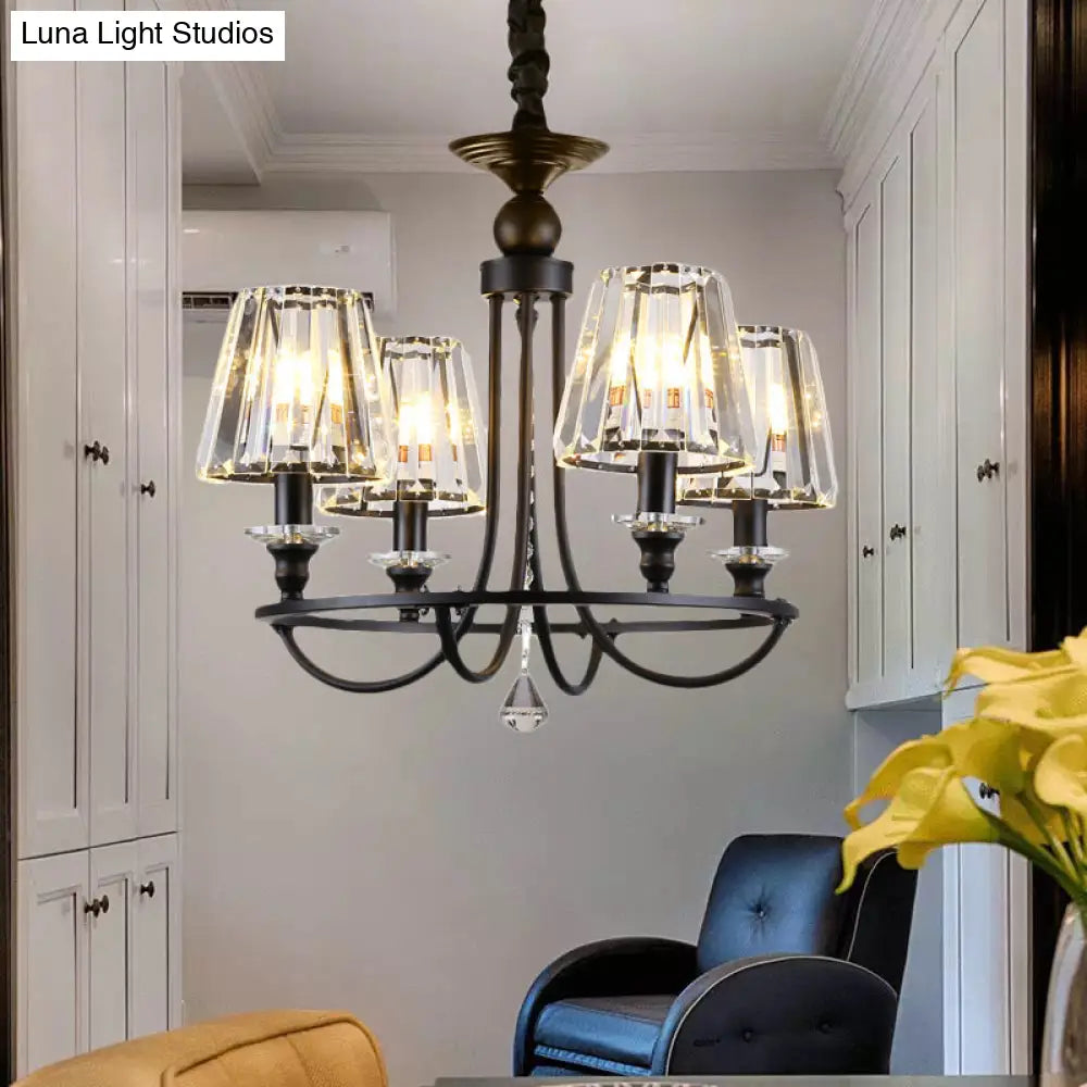 Lámpara colgante de techo contemporánea de cristal con forma cónica y 4/6/8 luces - Color negro