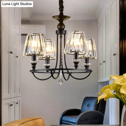 Lámpara colgante de techo contemporánea de cristal con forma cónica y 4/6/8 luces - Color negro