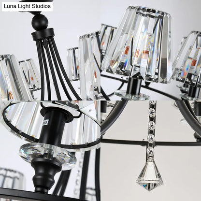 Lámpara colgante de techo contemporánea de cristal con forma cónica y 4/6/8 luces - Color negro