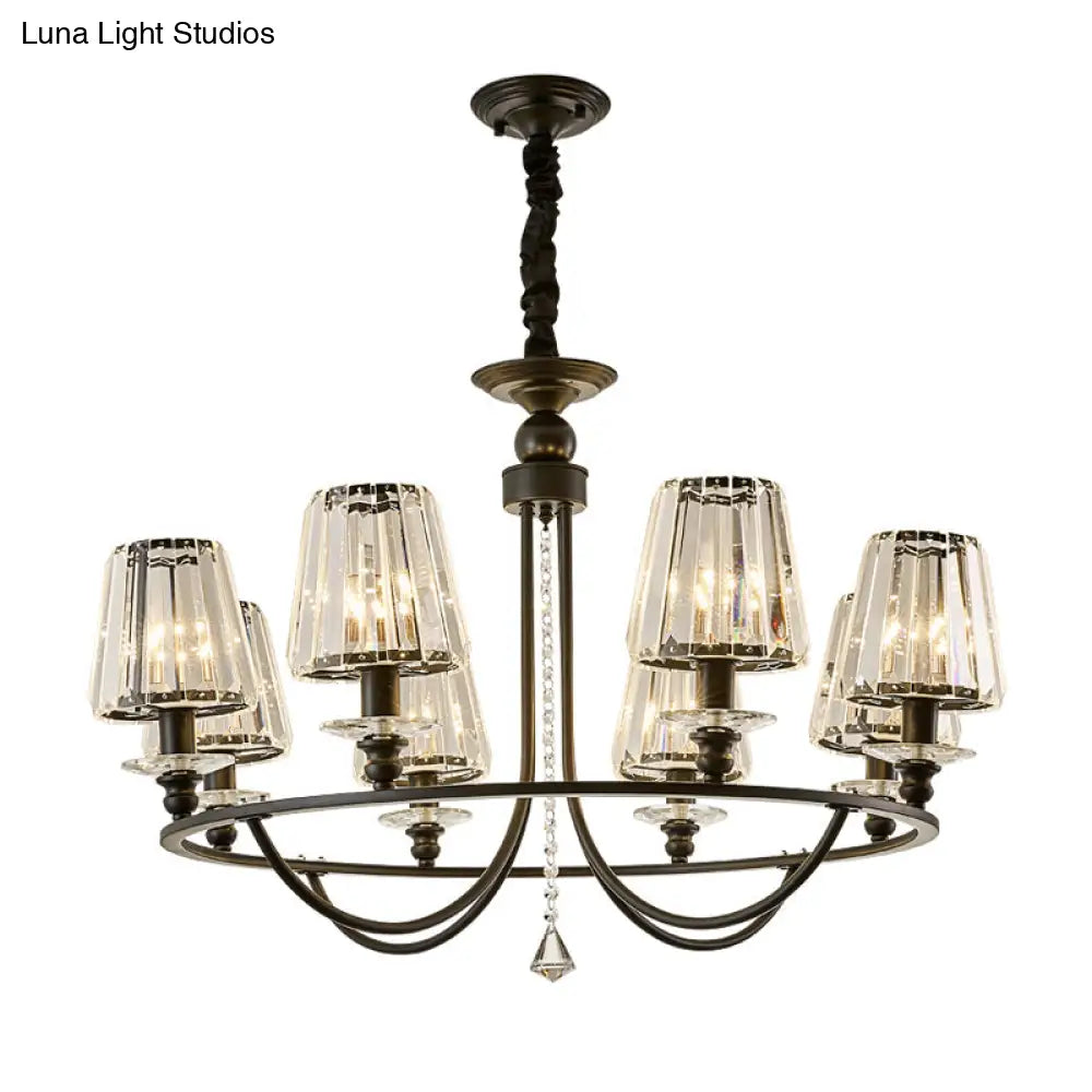 Lámpara colgante de techo contemporánea de cristal con forma cónica y 4/6/8 luces - Color negro