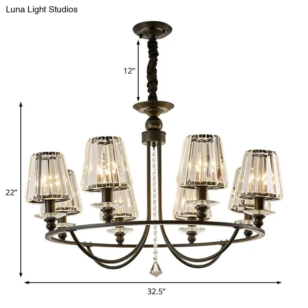 Lámpara colgante de techo contemporánea de cristal con forma cónica y 4/6/8 luces - Color negro