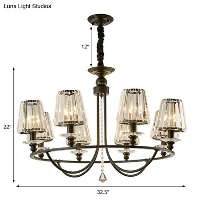 Lámpara colgante de techo contemporánea de cristal con forma cónica y 4/6/8 luces - Color negro