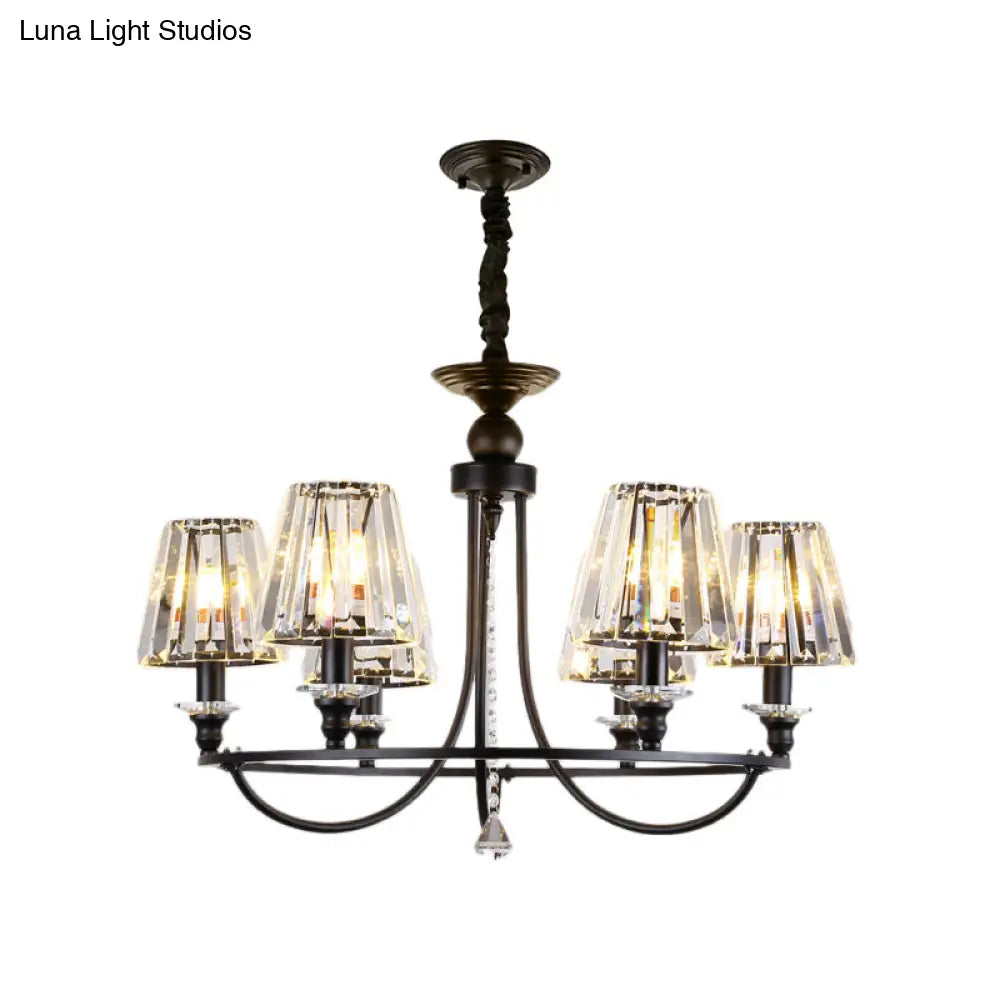 Lámpara colgante de techo contemporánea de cristal con forma cónica y 4/6/8 luces - Color negro
