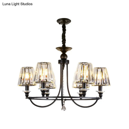 Lámpara colgante de techo contemporánea de cristal con forma cónica y 4/6/8 luces - Color negro
