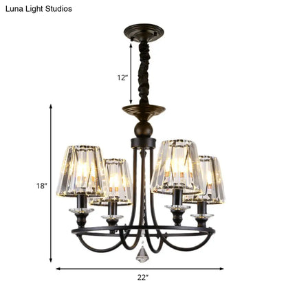 Lámpara colgante de techo contemporánea de cristal con forma cónica y 4/6/8 luces - Color negro