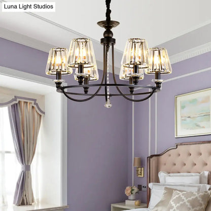 Lámpara colgante de techo contemporánea de cristal con forma cónica y 4/6/8 luces - Color negro