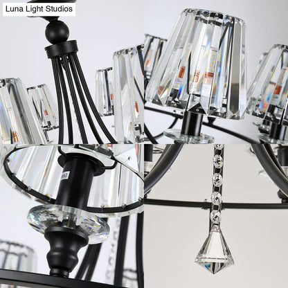 Lámpara colgante de techo contemporánea de cristal con forma cónica y 4/6/8 luces - Color negro