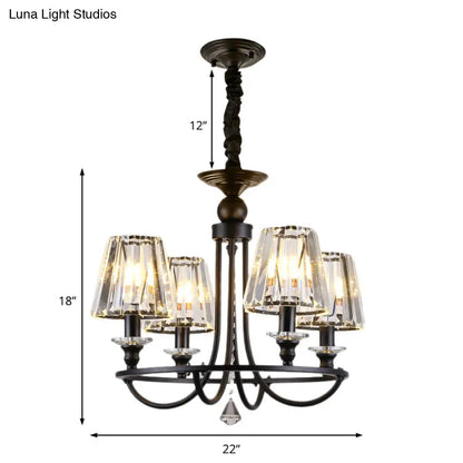 Lámpara colgante de techo contemporánea de cristal con forma cónica y 4/6/8 luces - Color negro