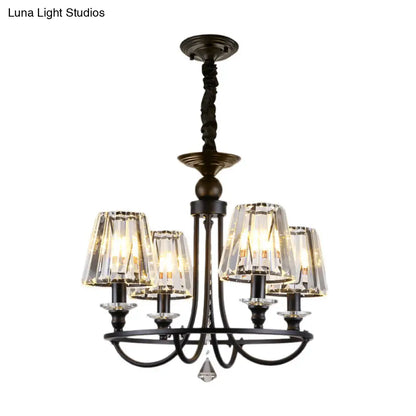 Lámpara colgante de techo contemporánea de cristal con forma cónica y 4/6/8 luces - Color negro