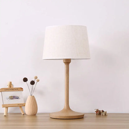 مصباح طاولة ليلية عصري على شكل أسطوانة مدببة باللون الأبيض - مصباح قراءة كتاب بمصباح واحد