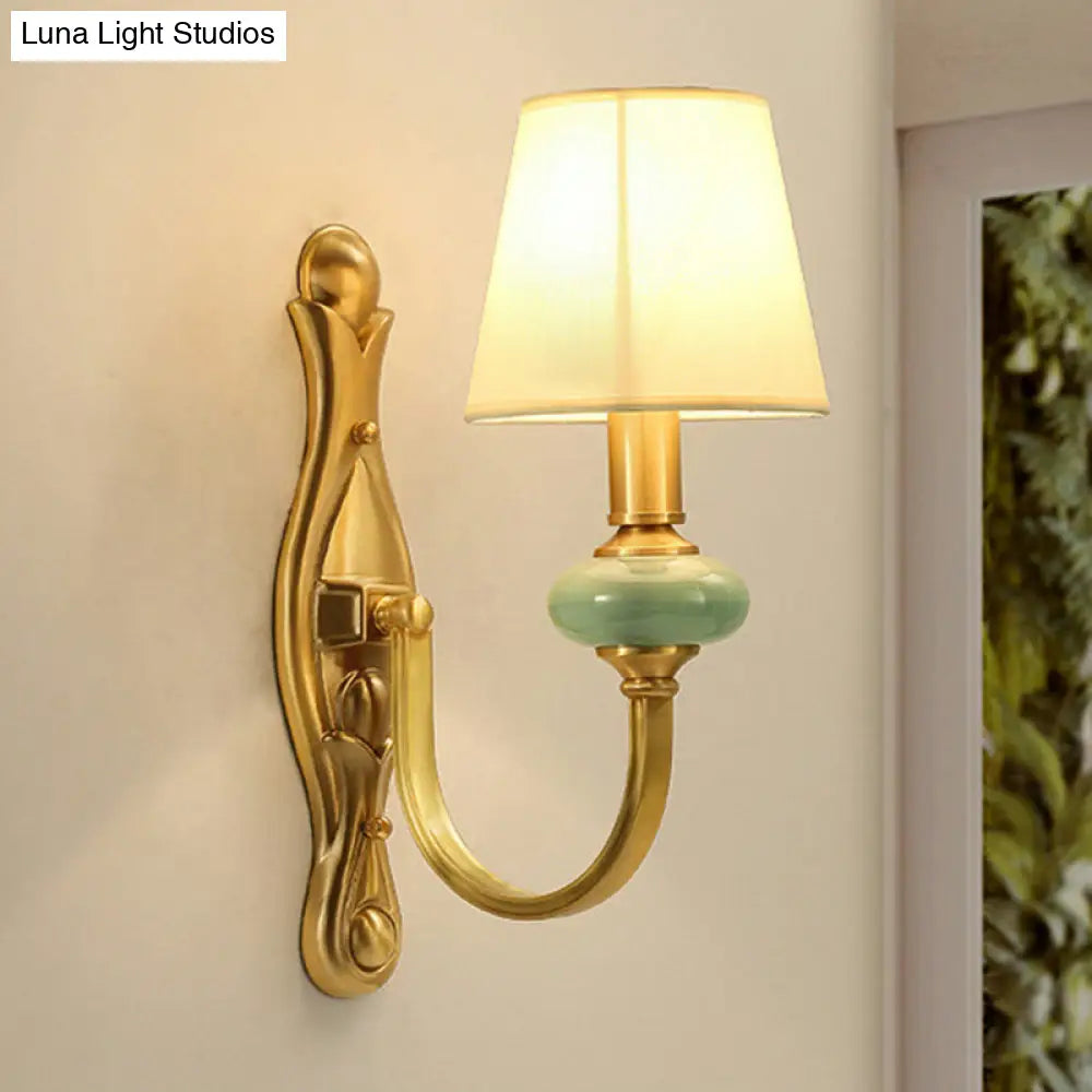 DecorBites™ DecorBites™ Contemporary Tapered Sconce Wall Light Fixture - Single-Bulb, Gold with Arc Arm