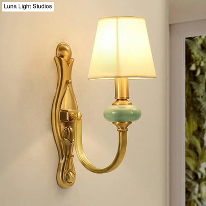 DecorBites™ DecorBites™ Contemporary Tapered Sconce Wall Light Fixture - Single-Bulb, Gold with Arc Arm