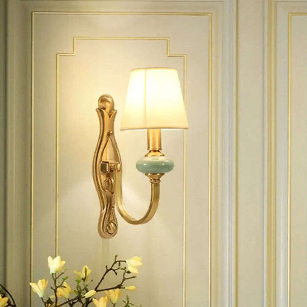 DecorBites™ DecorBites™ Contemporary Tapered Sconce Wall Light Fixture - Single-Bulb, Gold with Arc Arm