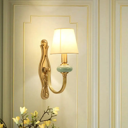 DecorBites™ DecorBites™ Contemporary Tapered Sconce Wall Light Fixture - Single-Bulb, Gold with Arc Arm