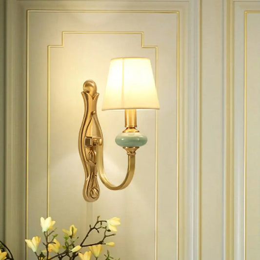 DecorBites™ DecorBites™ Contemporary Tapered Sconce Wall Light Fixture - Single-Bulb, Gold with Arc Arm