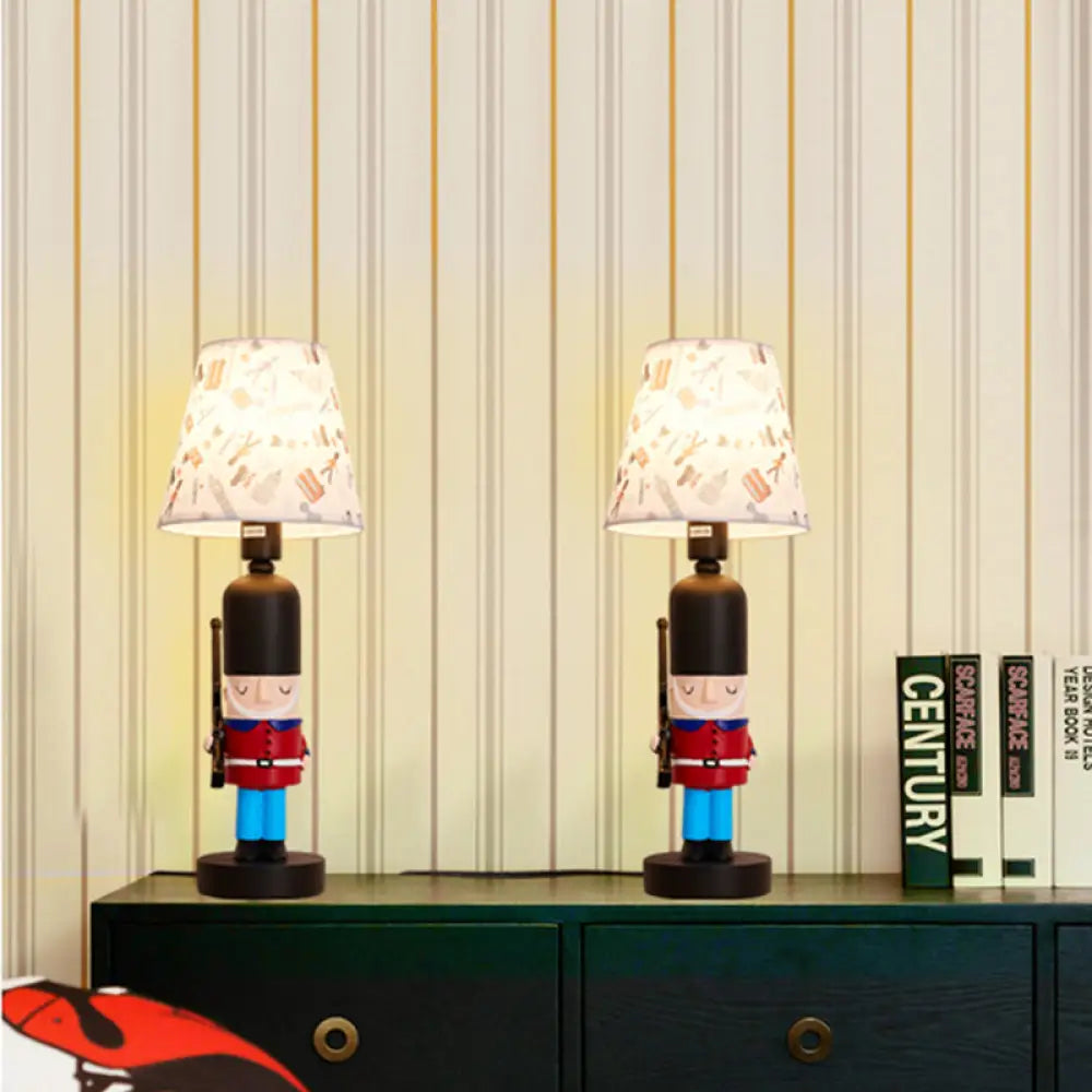 Contemporary Tapered Shade Desk Light for Dining Room & Study with Solider - 1-Light Fabric Design