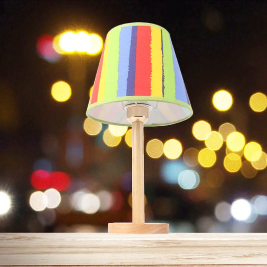 Contemporary Tapered Shade Table Light with Single Head – Light Wood Finish for Study Room Desk