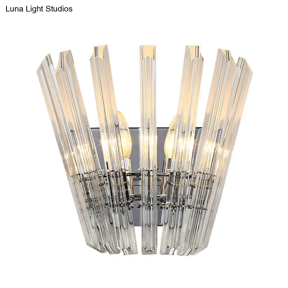 Aplique de pared cónico contemporáneo DecorBites™ con cristal transparente para pasillos - Acabado cromado - 2 bombillas