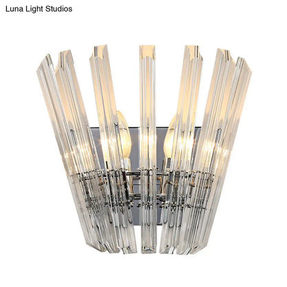 Aplique de pared cónico contemporáneo DecorBites™ con cristal transparente para pasillos - Acabado cromado - 2 bombillas