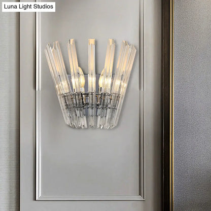 Aplique de pared cónico contemporáneo DecorBites™ con cristal transparente para pasillos - Acabado cromado - 2 bombillas