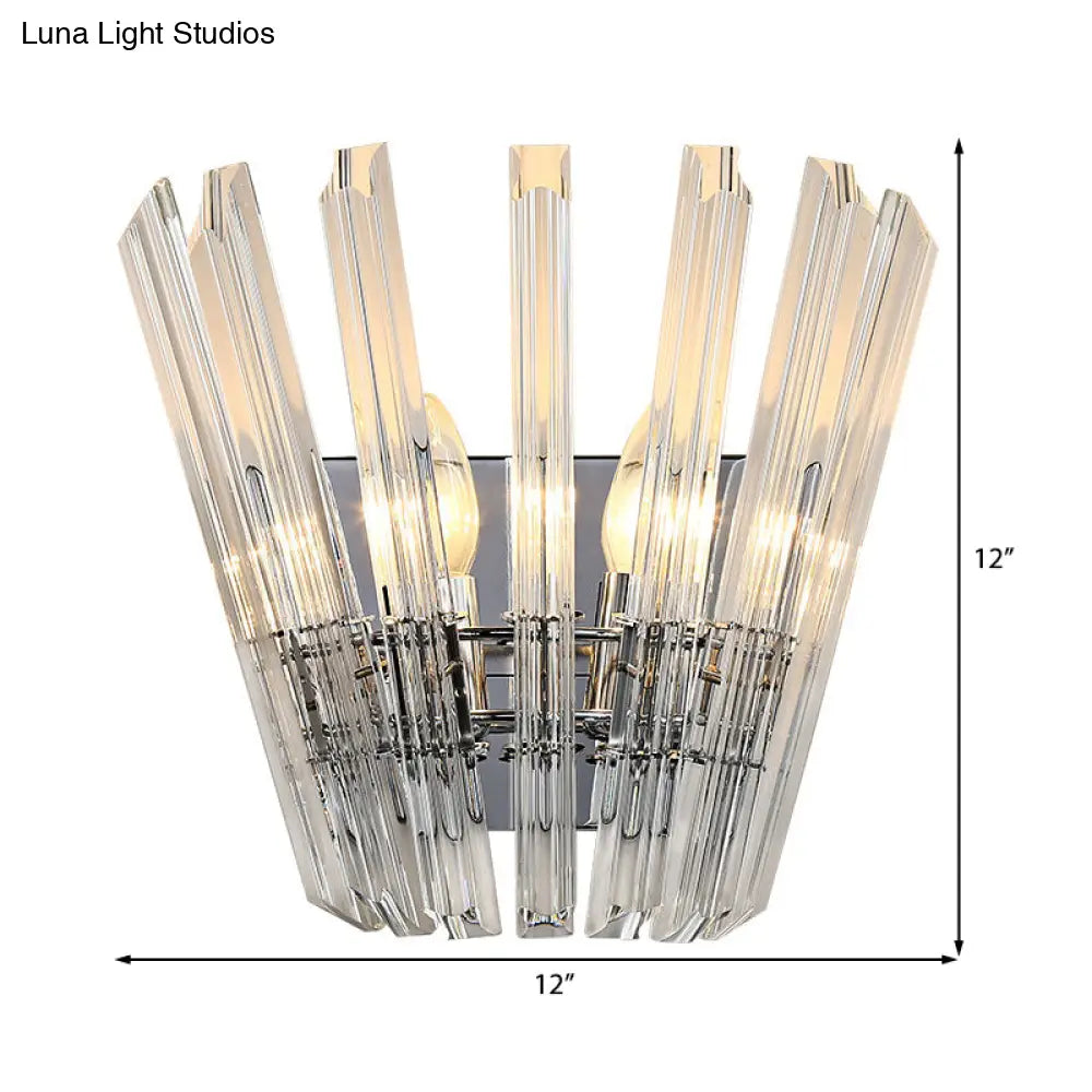 Aplique de pared cónico contemporáneo DecorBites™ con cristal transparente para pasillos - Acabado cromado - 2 bombillas