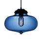 Contemporary Teardrop Hanging Pendant Light - 1 Light Glass, Red/Brown/Blue Ceiling Fixture