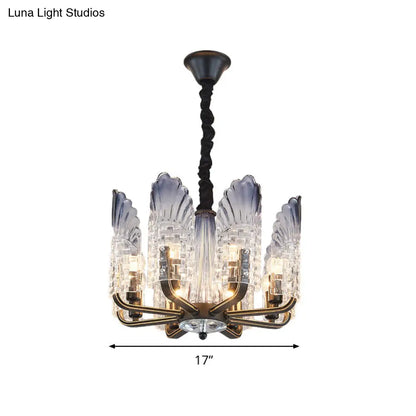 Lámpara de techo colgante de cristal texturizado contemporáneo con forma de concha - 8/10/12 Cabezales negros