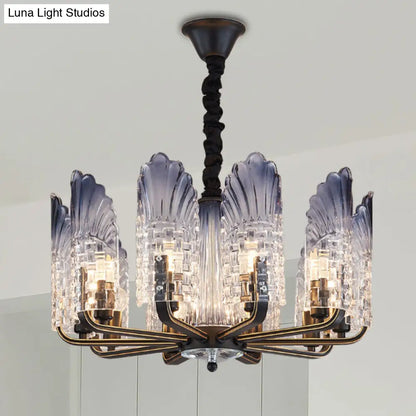 Lámpara de techo colgante de cristal texturizado contemporáneo con forma de concha - 8/10/12 Cabezales negros