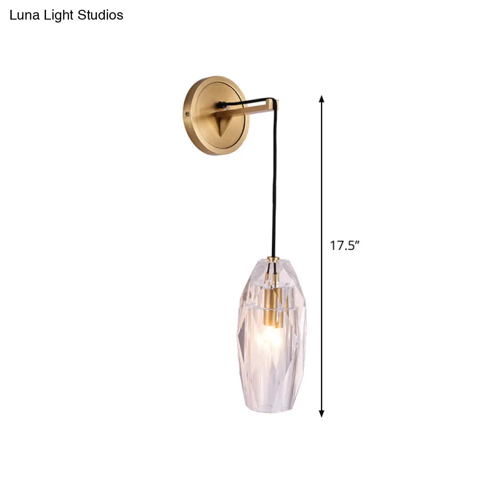 DecorBites™ DecorBites™ Contemporary Torpedo Crystal Sconce Light Fixture - 1 Head Wall Mounted Lighting for Bedchamber