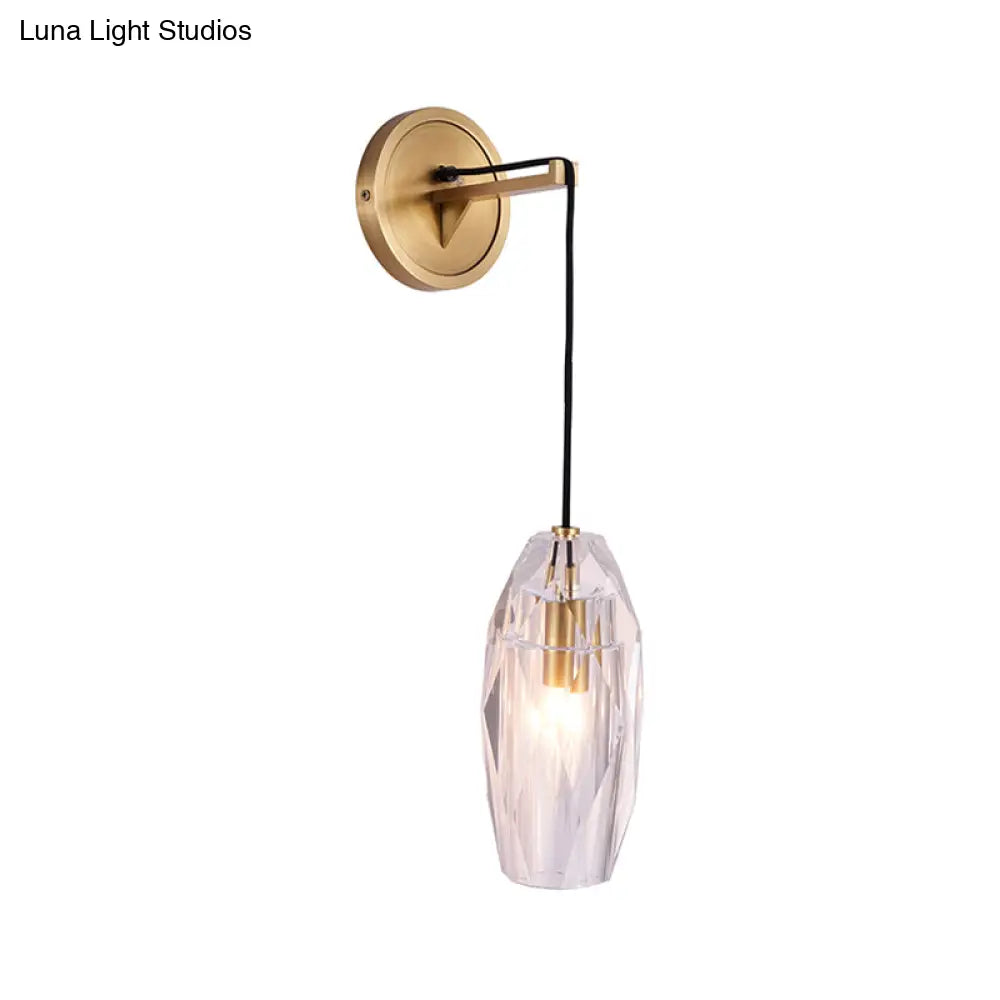 DecorBites™ DecorBites™ Contemporary Torpedo Crystal Sconce Light Fixture - 1 Head Wall Mounted Lighting for Bedchamber