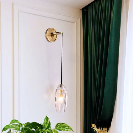 DecorBites™ DecorBites™ Contemporary Torpedo Crystal Sconce Light Fixture - 1 Head Wall Mounted Lighting for Bedchamber