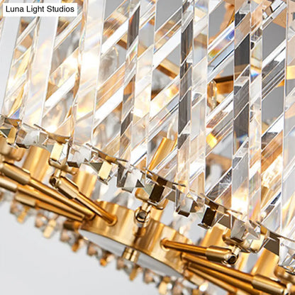 Lámpara de techo contemporánea de cristal de tres lados con forma de tambor y 10 luces.