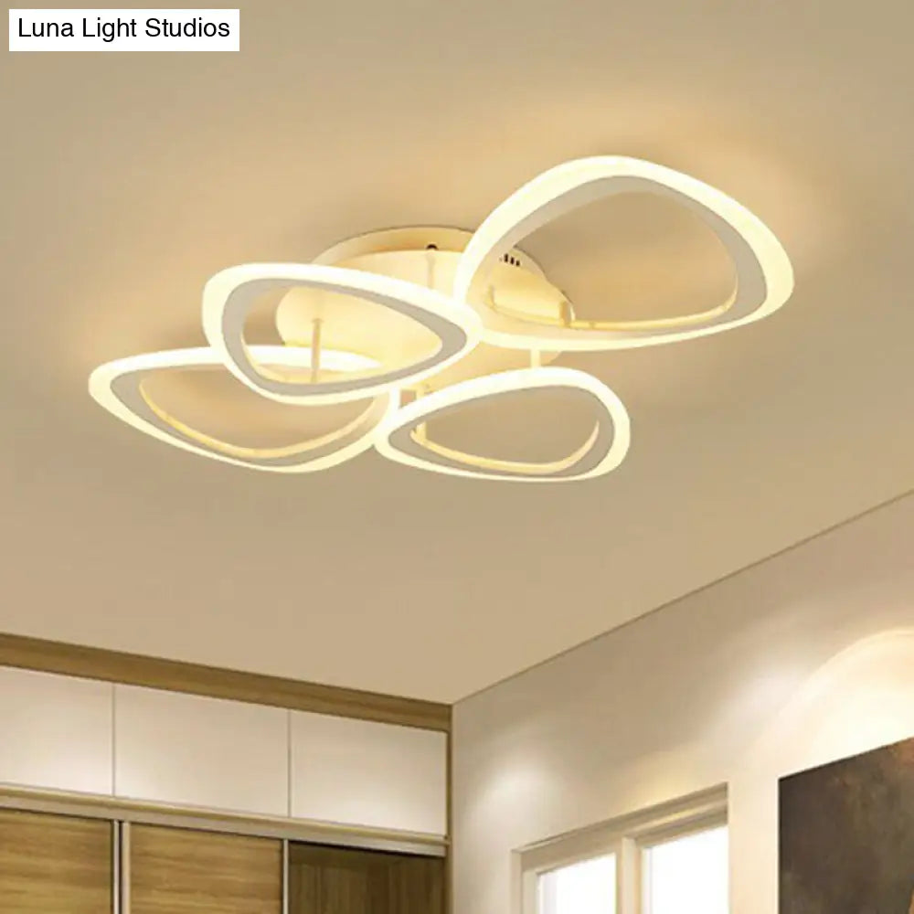 DecorBites™ DecorBites™ Contemporary Triangle LED Flush Mount Light for Living Room Ceiling in White Acrylic