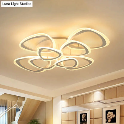 DecorBites™ DecorBites™ Contemporary Triangle LED Flush Mount Light for Living Room Ceiling in White Acrylic