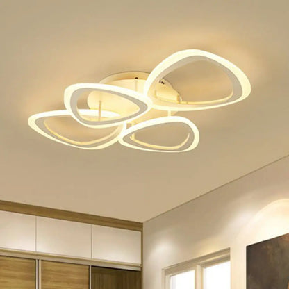 DecorBites™ DecorBites™ Contemporary Triangle LED Flush Mount Light for Living Room Ceiling in White Acrylic